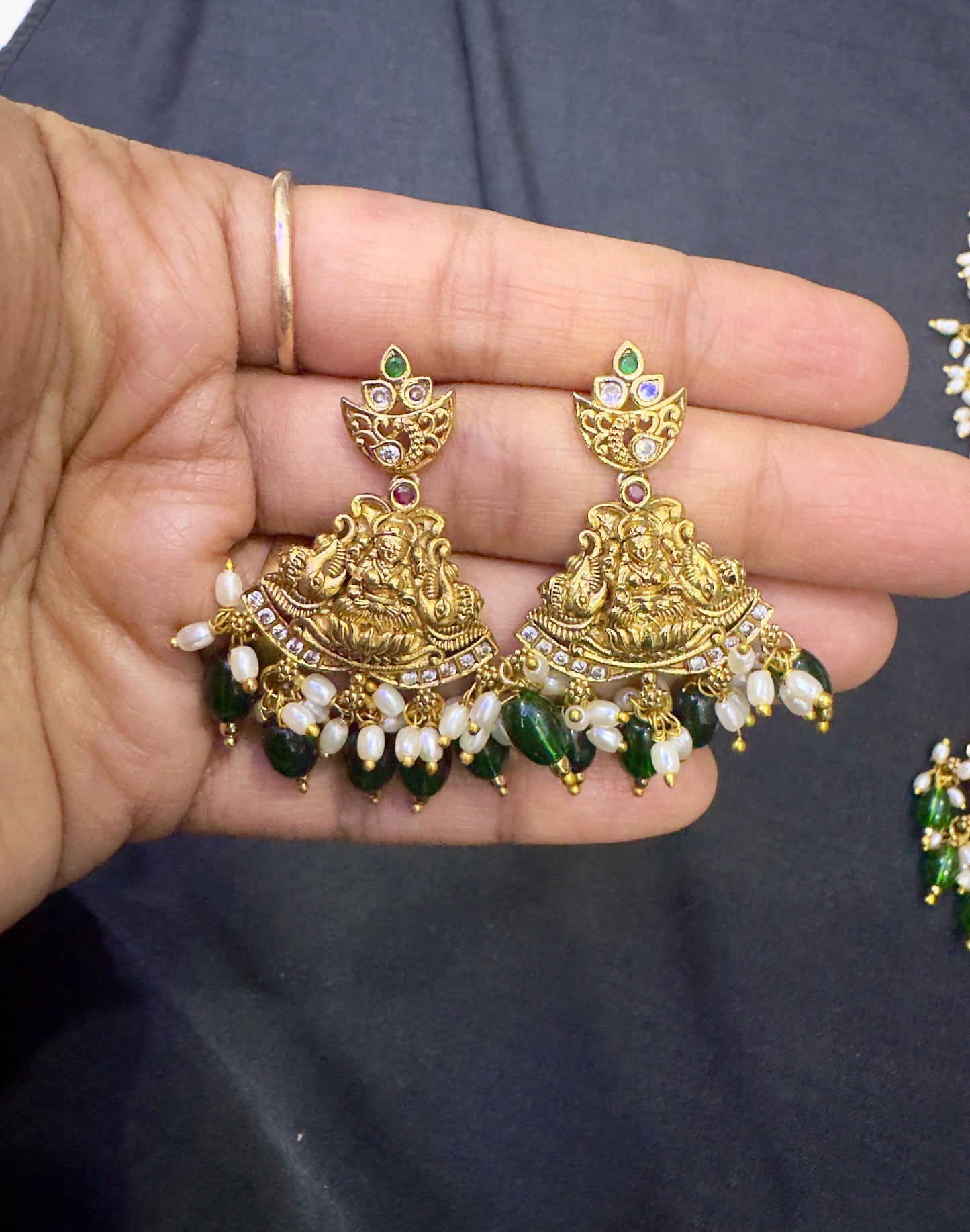 Chitti kasulu neckset with Lakshmi devi motive