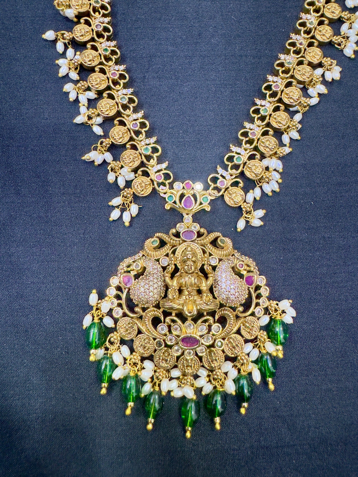 Chitti kasulu neckset with Lakshmi devi motive