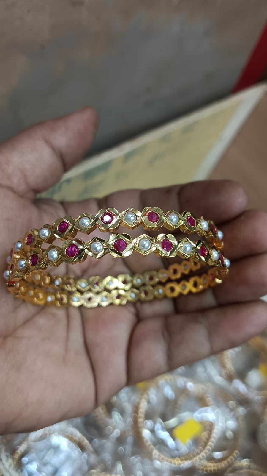 Panchaloham stone bangles