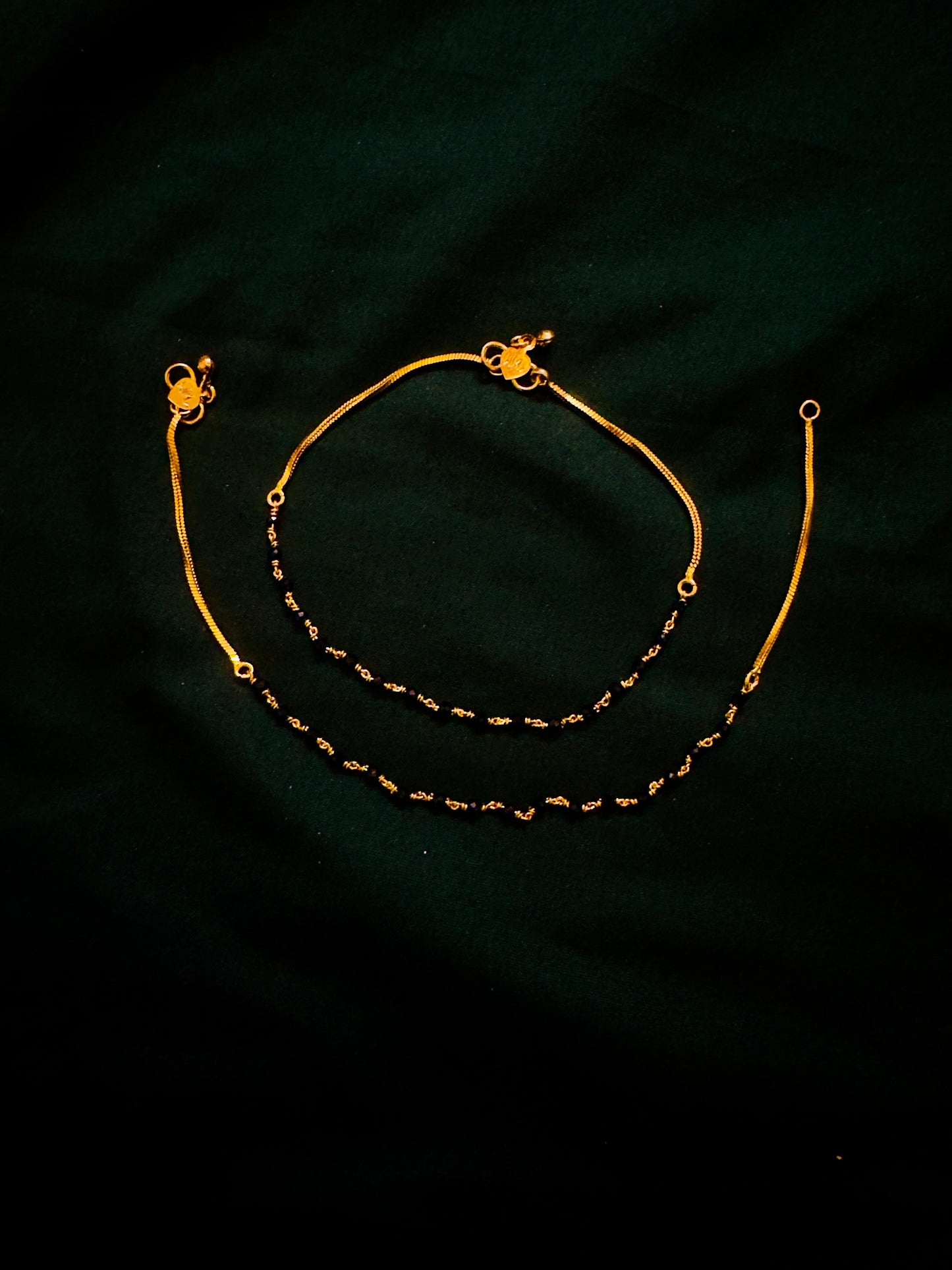Pure panchaloham unpolished black beads anklets