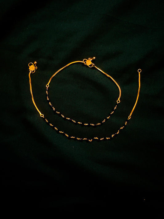 Pure panchaloham unpolished black beads anklets