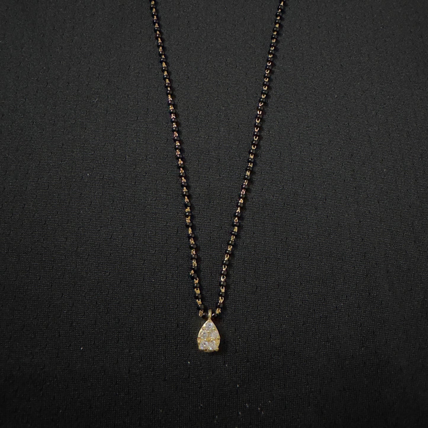 925 silver black beads with CZ pendant 18inches