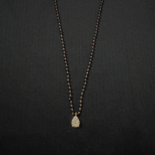 925 silver black beads with CZ pendant 18inches