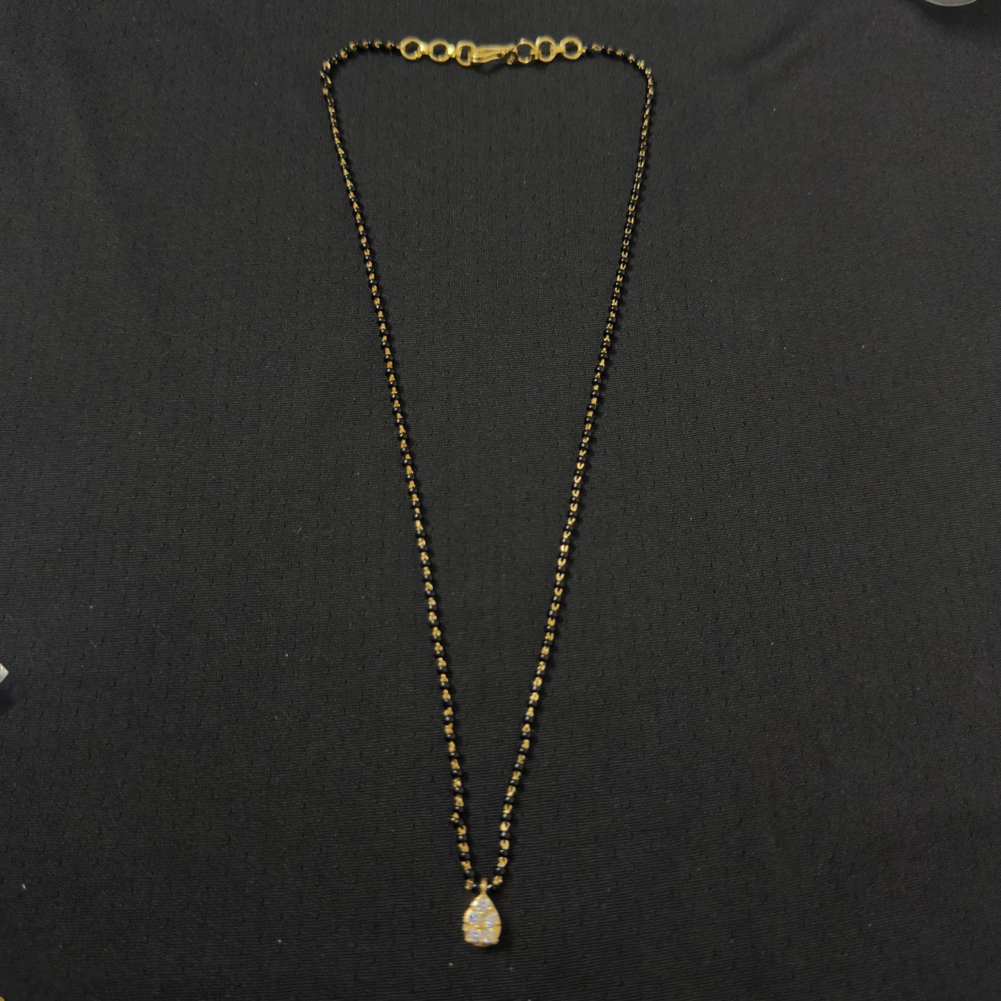 925 silver black beads with CZ pendant 18inches