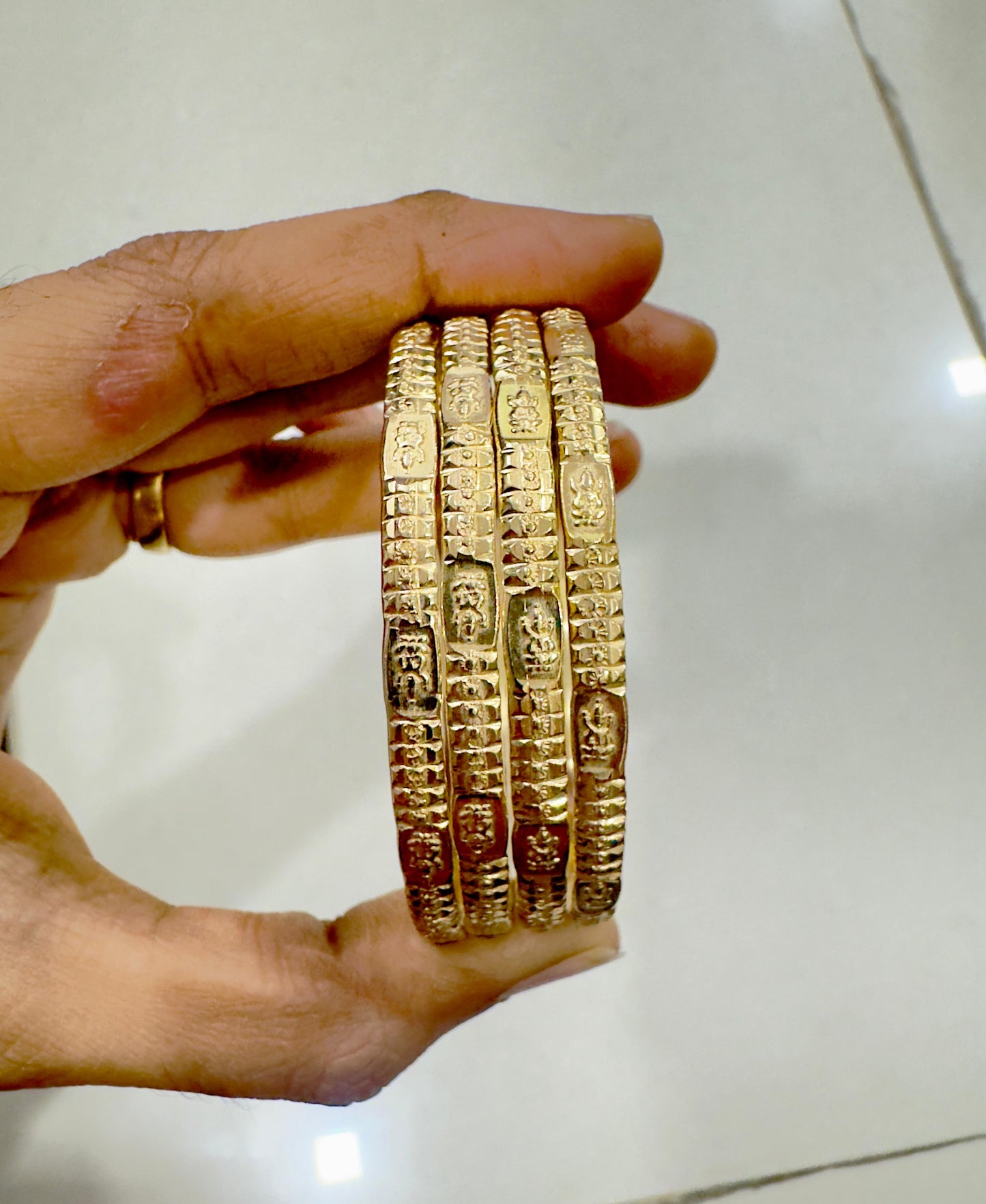 Pure panchaloham unpolished Lakshmi devi Bangles - Broad