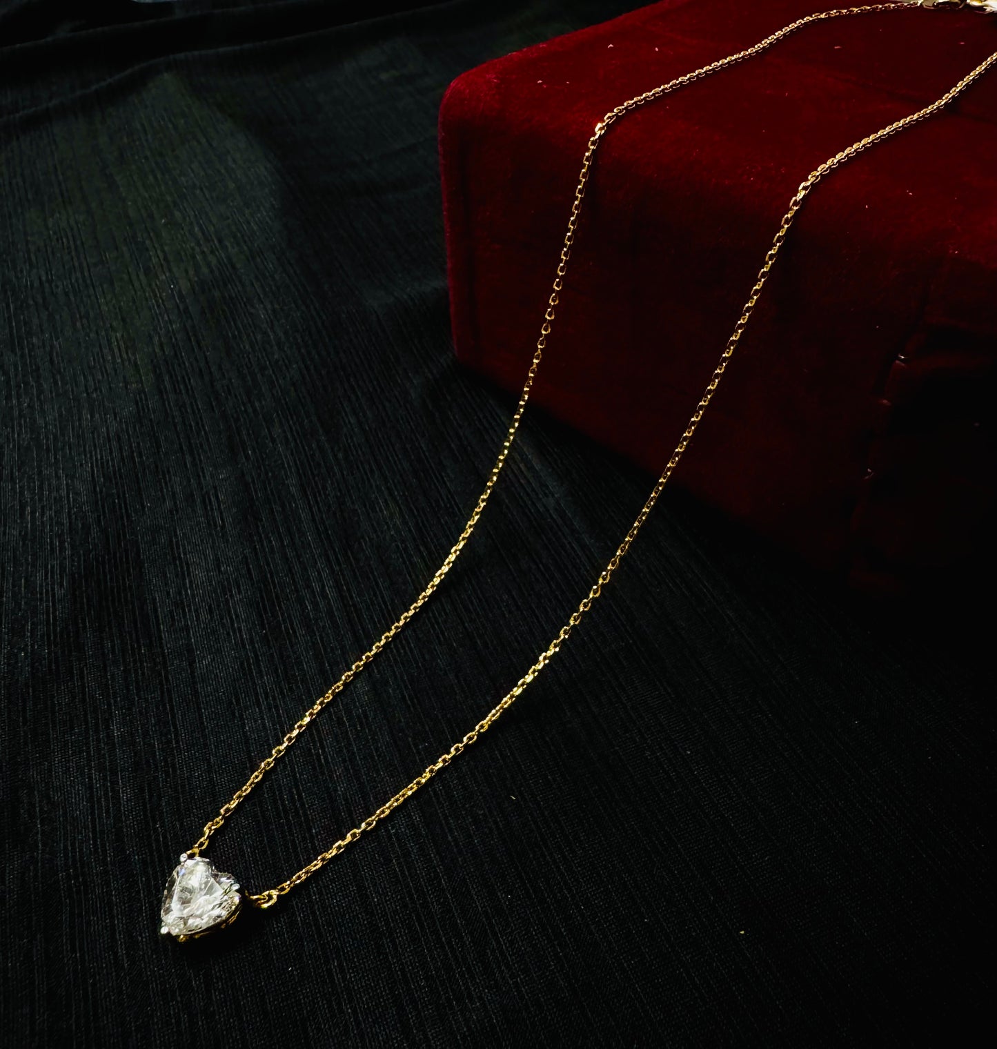 92.5 silver chain with heart shape Swarovski pendant (24 carat gold coated) 18inches