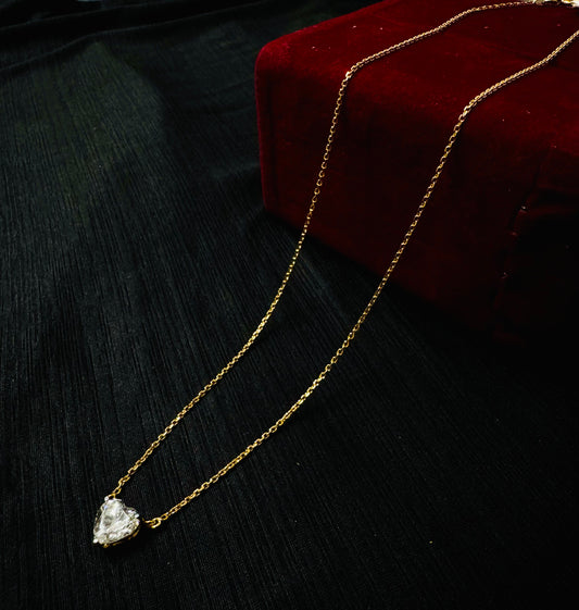 92.5 silver chain with heart shape Swarovski pendant (24 carat gold coated) 18inches