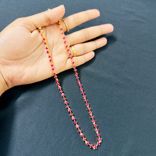 Diamond replica Panchaloham thali chain 2 in 1 , ruby one side and white one side 26inch