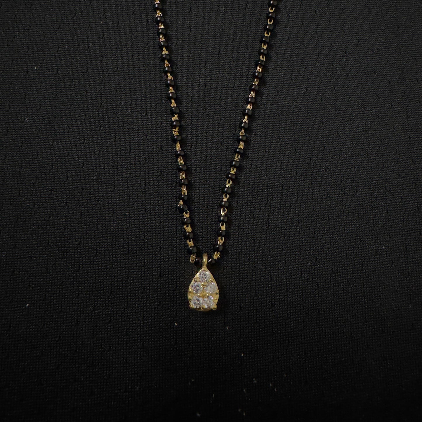 925 silver black beads with CZ pendant 18inches