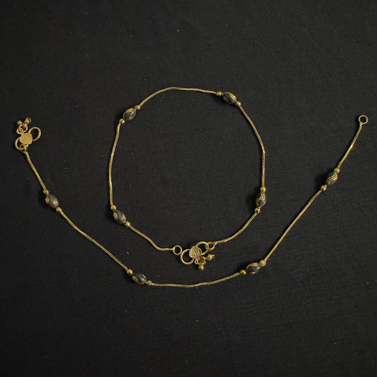 Panchaloham Black bead anklets PANK004
