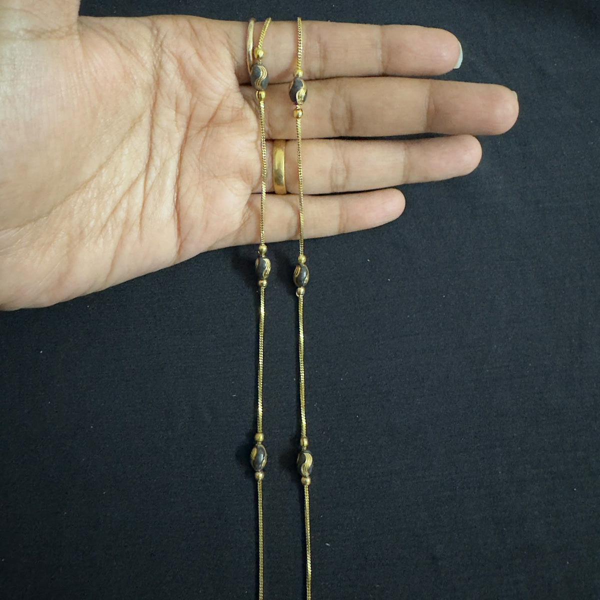 Panchaloham Black bead anklets PANK004
